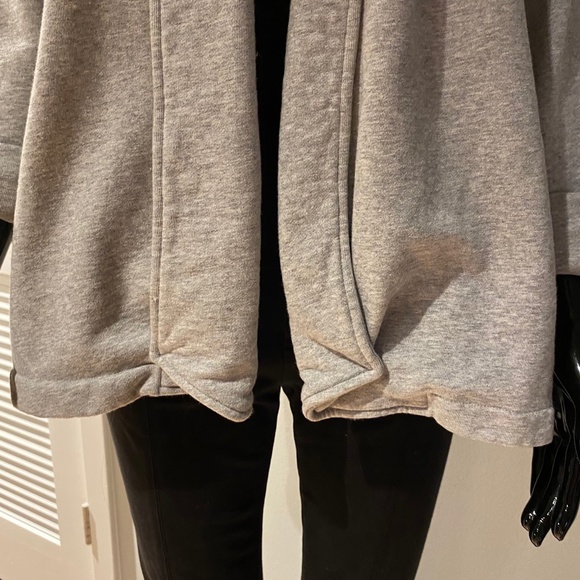 Theory Ashby Raj Grey Open Front Sweatshirt Cardigan 3/4 Sleeve Size M Sweater - Picture 3 of 12